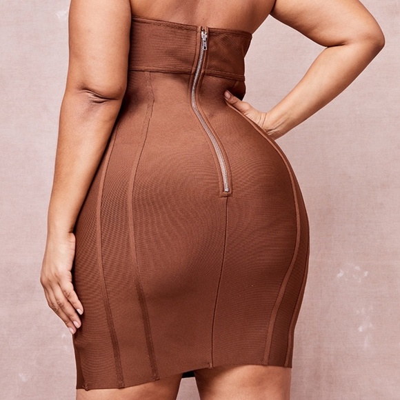 Pretty Little Thing Bandage Pointed Panelled Dress NWT Size 20 - Picture 2 of 5